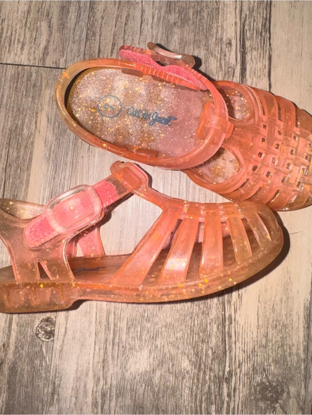 Kids Glitter Jelly Sandals - Pink/Orange